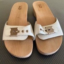Dr. Scholls White The Original Wooden Sandals Shoes - Size 7