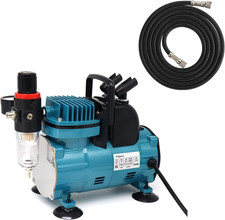 Quiet Airbrush Compressor Kit   1/5HP Auto Start/Stop, 4 Bar, Dual Holders  6FT