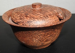 Zebrawood Yarn Bowl with Lid Knitting Crochet Yarn Holder Storage Organizer Box