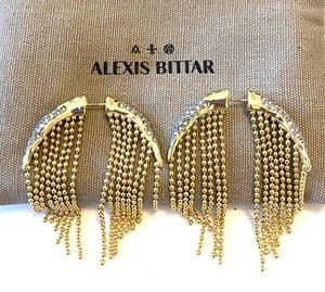 Authentic Alexis Bittar Women 14k Gold Plated Solanales Crystal Fringe Beaded Earrings