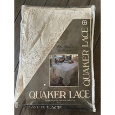 Quaker Lace Embassy Tablecloth Blue Ribbon Collection Natural 60x80 Oblong USA