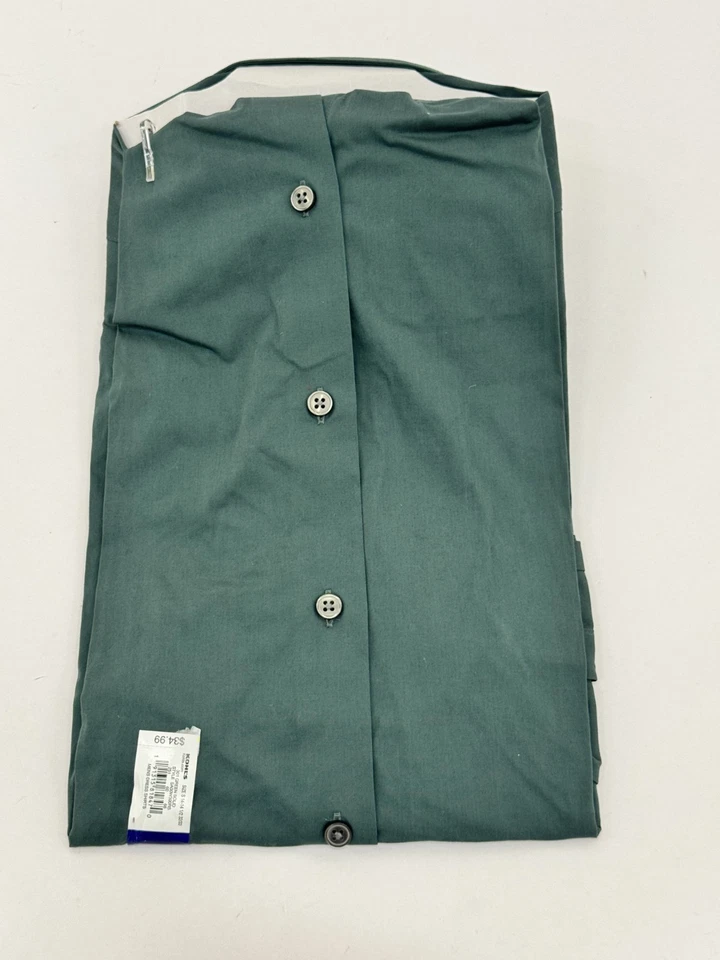 Apt. Camisa de vestir 9 Premier Flex lisa ajustada para hombre verde talla S 14-14,5 32/33 nueva con etiquetas Foto 3 de 4