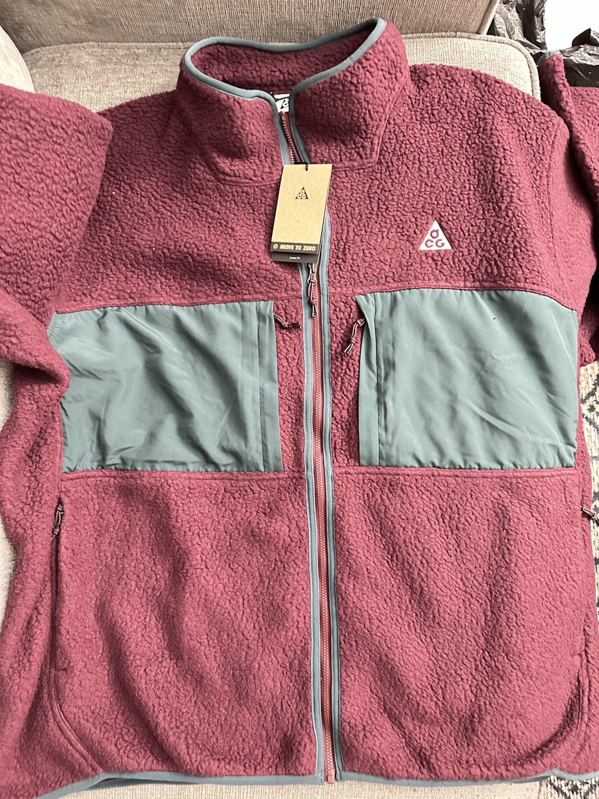 SACAI X NIKE Nike ACG Artic Wolf Sherpa Fleece Full Zip Giacca Uomo Marrone Tg XXL FN0372681