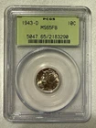 1943-D Mercury Dime PCGS MS65 FB Full Bands OGH Old Green Holder Silver GEM BU