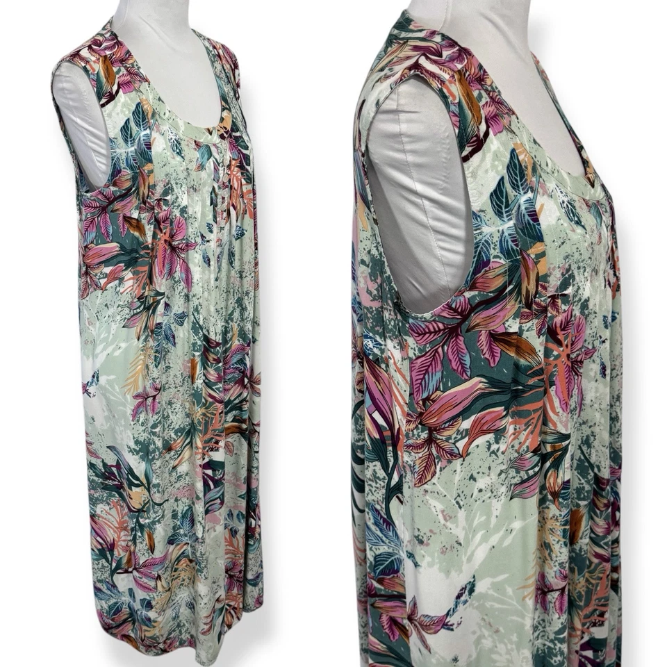 Vestido recto midi tejido Y2K Expressions talla M de gran tamaño floral tropical informal Foto 2 de 4