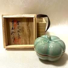 korean celadon incense container by shin sang ho bumgok tobo w/ box chado kogei