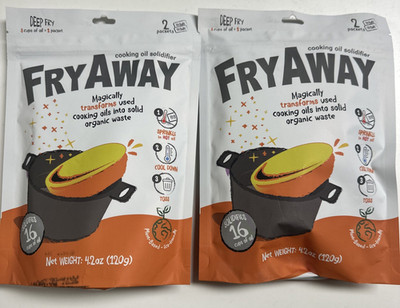 FRY AWAY- Cooking Oil Solidifier Deep Fry 2 Pack Each Pack Solidifies 8 Cups oil
