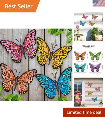 Fade Resistant Butterfly Wall Art - 9.6'' Colorful Decor Set for Home & Garden