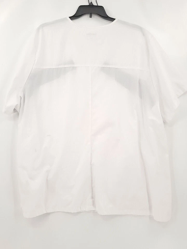 Blusa Médica Landau Para Hombres Adulto Talla 5XL Color Blanco Manga Corta Bolsillos Cuello en V Foto 2 de 4