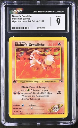 Blaine's Growlithe (1st Edition) graded CGC 9 for sale on eBay