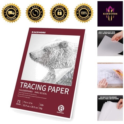Bachmore 9''x12'' Artist Tracing Paper Pad - 75 Sheets, Acid-Free & Eco-Friendly