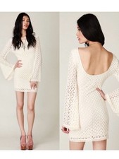 Free People Ivory Crochet Tunic with Signature Metal Tag