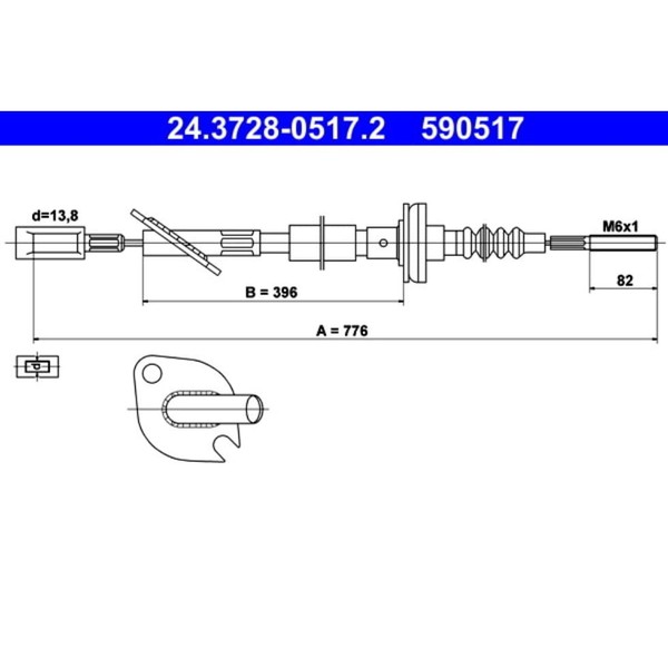 Seilzug KupplungsbetäTigung ATE 24.3728-0517.2 FüR Fiat Cinquecento-image