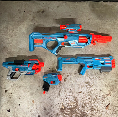 NERF N-Strike Elite Lot of 4 Dart Blasters Blue/Orange new unused