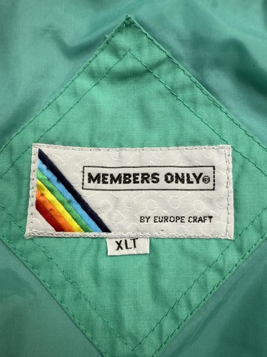 Vintage Members Only Jacket Mens XLT Green Full Zip Bomber 80s Hong Kong Classic - Picture 20 of 24