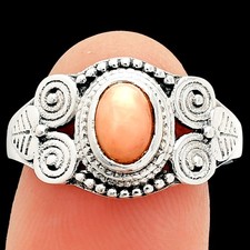 Natural Pink Opal - Australia 925 Sterling Silver Ring s.8 Jewelry R-1280