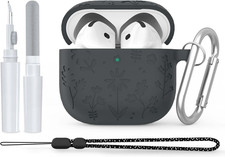 For Airpods 4 Case Cover, Flower Engraved Design Airpod 4 Case, Silicone Protect