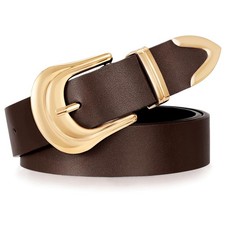 XQTIVE 's Western Belt Ladies Cowgirl Country Leather Belt Gold Buckle Rodeo ...