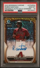 2023 Bowman Chrome Auto Gold Shimmer #/50 Ruben Santana #CPARSA PSA 10 Dbacks RC