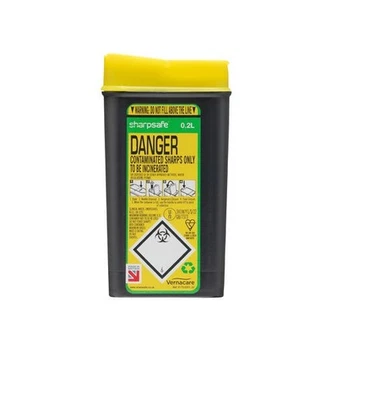 Sharpsafe 0.2 L Sharps Waste Compact Travel Bin Box Medical Supply Disposable