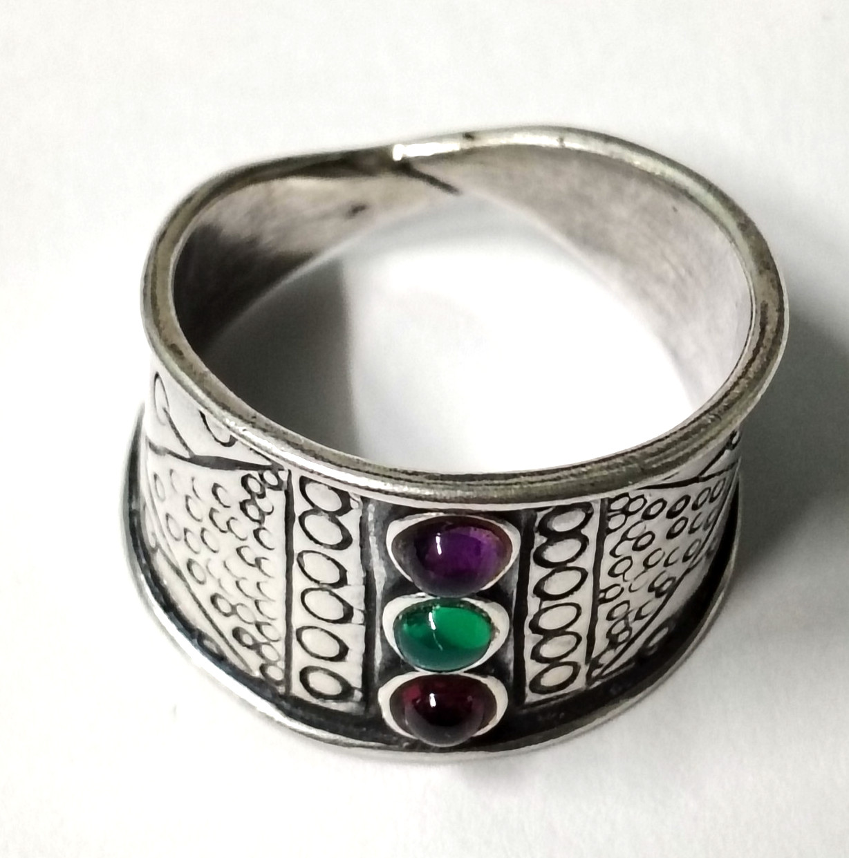 Middle Eastern  Cuff Ring 925 Stamped With Semi P… - image 5