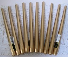 Box of 10 Elegant Sealed 12" Metallic Gold Wax Tapers by Concord Candle 8 hours