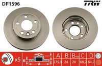 2X Trw Bremsscheibe DF1596 FüR Vw 70C 70B 7DB Transporter 7DK T4 Multivan Bus