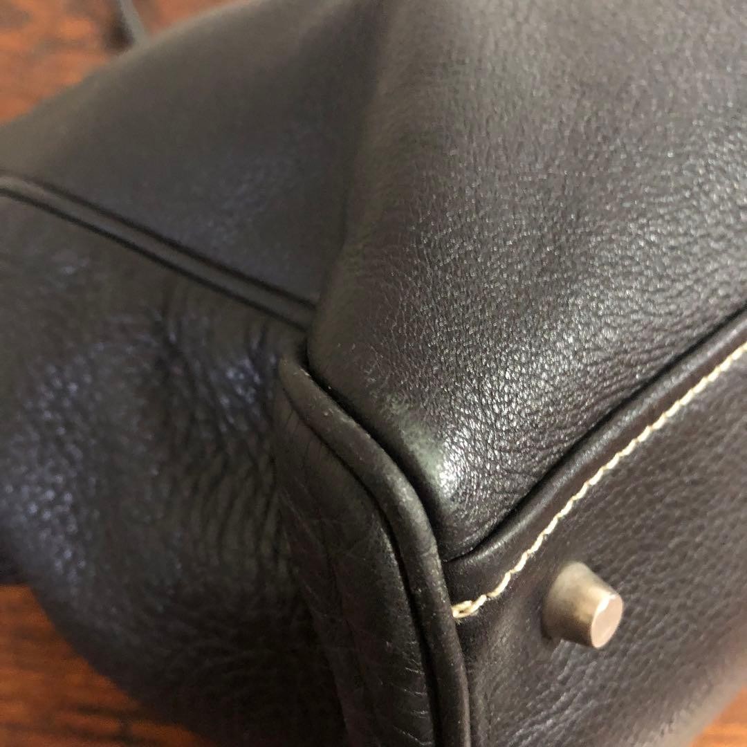 PRADA Women's Tote Bag Handbag Stitch Leather Black Authentic Used Archive thumbnail 6