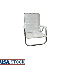 Folding Aluminum Webbed Chair Camping Sports Beach High Back Carrying Case New