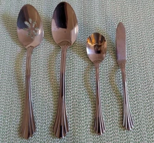 Serving Set ONEIDA DUBLIN Stainless Flatware Ribbed Fan Design Serving Spoons +