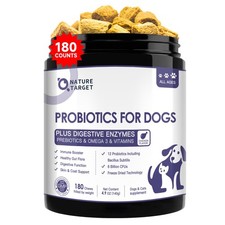 NATURE TARGET Probiotics for Dogs, 6 Billion CFUs, Freeze Dried, 180 counts