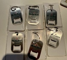 HEINEKEN LIGHT Beer Promotional Metal Dog Tag With Chain Bottle Opener  Lot Of 6