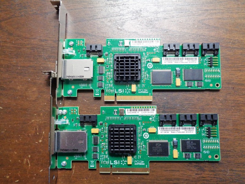 Lot of 2 LSI SAS3445E-R PCIe SAS/SATA Controller Cards IBM FRU 44E8701