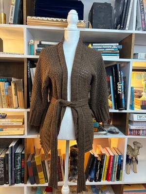 Anthropologie Lily McNeal 100% Camel Hair Cardigan Sweater size S Brown Boho Y2k