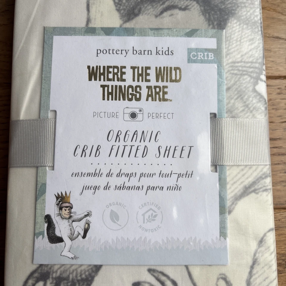 Sábana bajera Pottery Barn Kids Where The Wild Things Are de algodón orgánico nueva en paquete Foto 2 de 4
