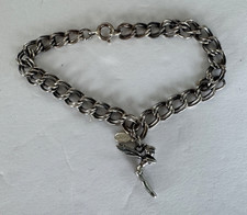 Vintage DISNEY Sterling Silver Tinker Bell Charm  Bracelet fairy figurin