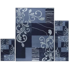 HOME DYNAMIX Ariana Galil Floral Vine Area Rug, Blue/Navy Blue, 3-Piece Set