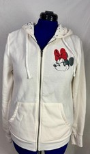 Vintage Disney Minnie Mouse Zip Hoodie Cream White Women s Medium
