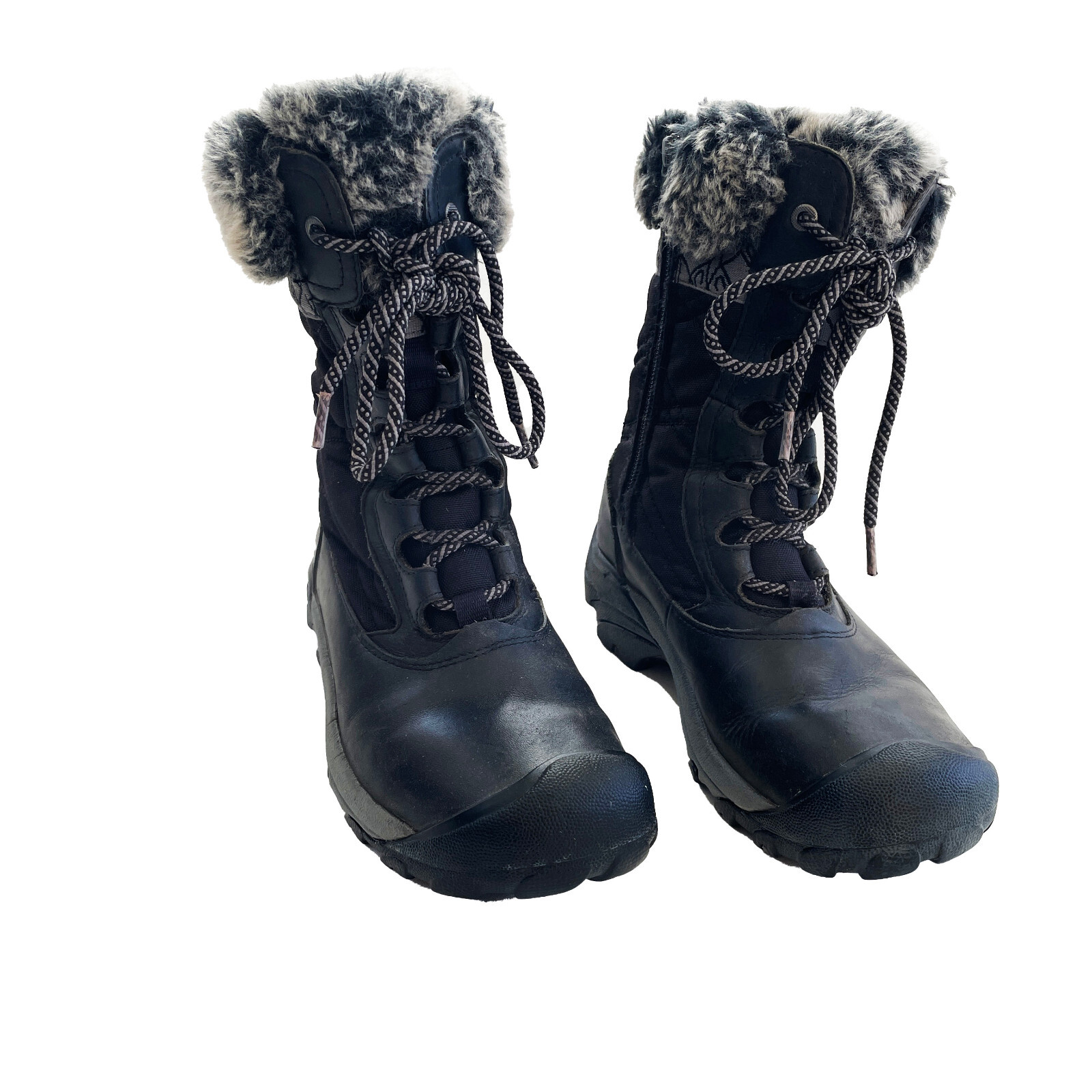 Stivali KEEN Hoodoo III 6 pelle nera impermeabili invernali neve pelliccia sintetica metà polpaccio