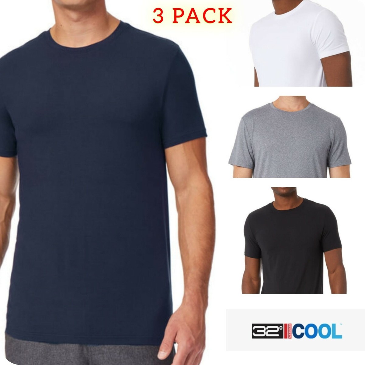 32 ° Degrees Cool T-shirt Girocollo Classica Da Uomo Multipack - Foto 9