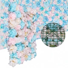 12PCS Artificial Flower Wall Panel White Hydrangea Rose Wedding Backdrop Decor