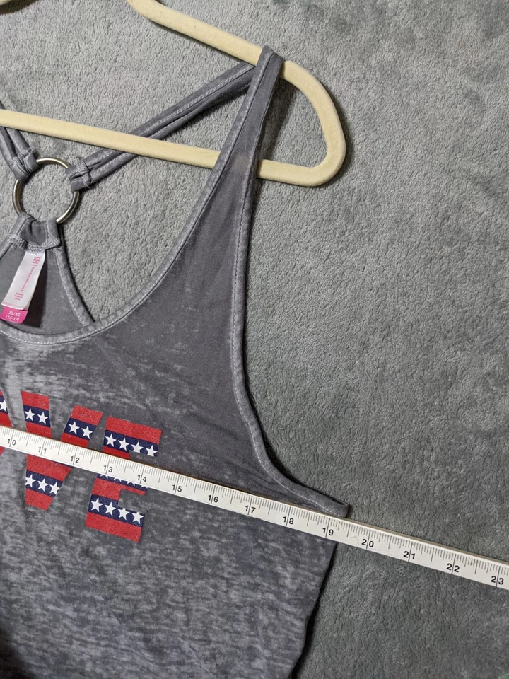 NO BOUNDARIES 女式针织背心纯色灰色透明印花圆领 XL (16-18) — 第 3/4 张图片