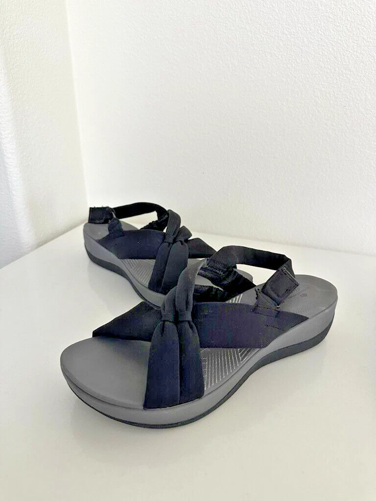 Sandali piatti Clarks Arla Meg neri ammortizzati comodi ortopedici donna taglia 9 5