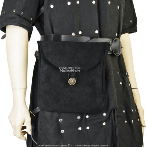 Medieval Renaissance Pirate Fair Costume Suede Leather Pouch Satchel Bag LARP - Picture 1 of 16
