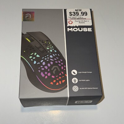 ATRIX Air Wired Gaming Mouse RGB 16,000 DPI - New Factory Sealed 9 Button Mouse
