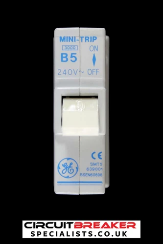 GENERAL ELECTRIC 5 AMP CURVE B 3kA CIRCUIT BREAKER MINI TRIP SMT5 PUSH PLUG IN