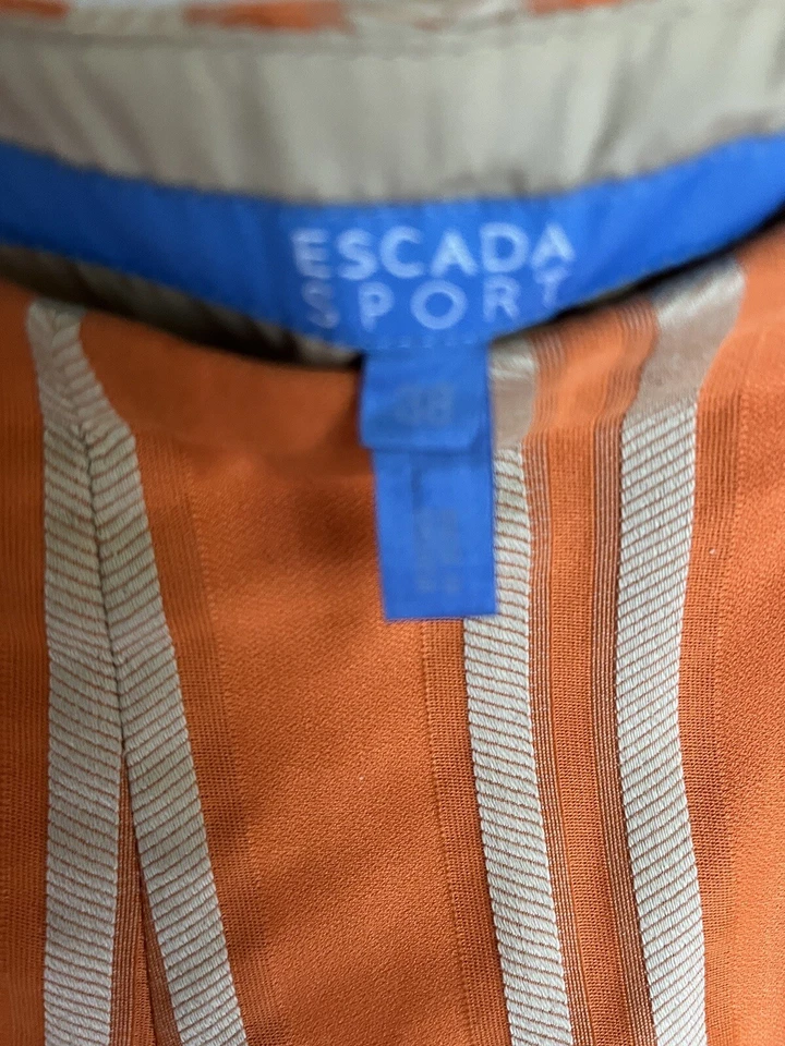 Escada Sport Women's Sz 38 (US 8) Orange w Beige striped Straight Leg Pants - Изображение 3 из 4