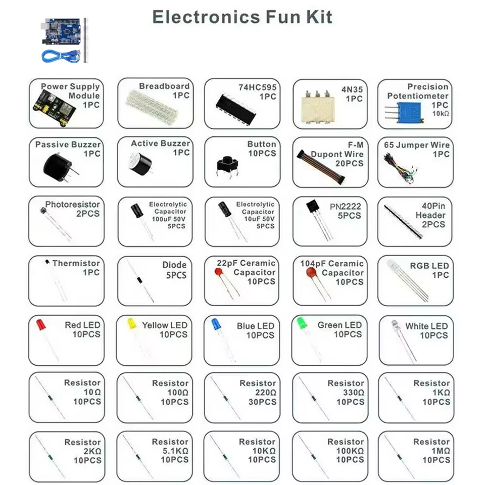 STARTER KIT arduino UNO compatibile - CH340  - ART. CU01 - Immagine 2 di 4