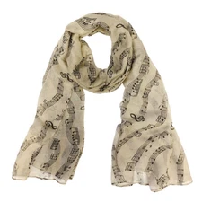 Wrapables Lightweight Musical Notes Long Scarf, Earl Gray