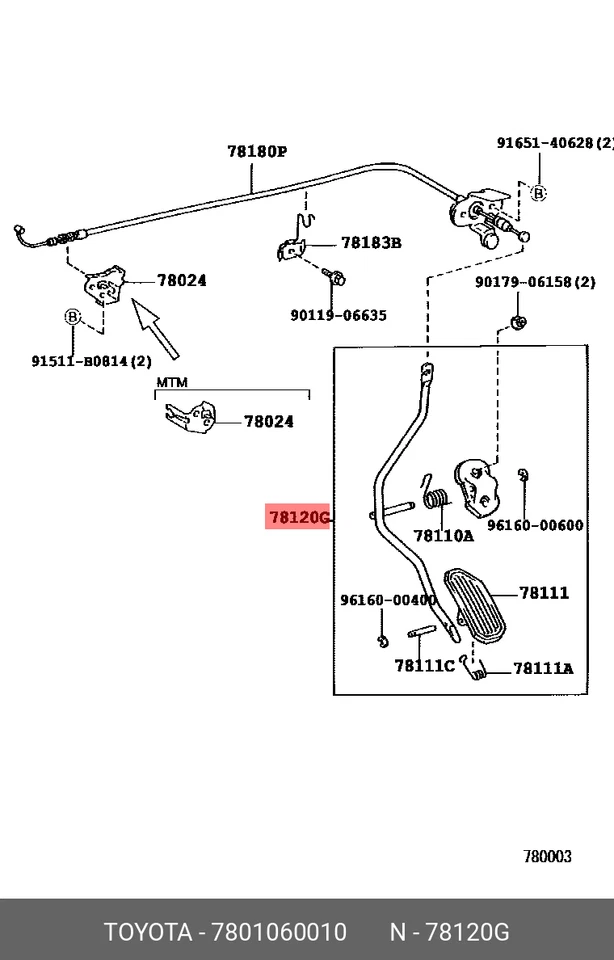 Pedal acelerador genuino 1999-2006 Toyota Land Cruiser VX100 78010-60010 JP OEM Foto 2 de 4